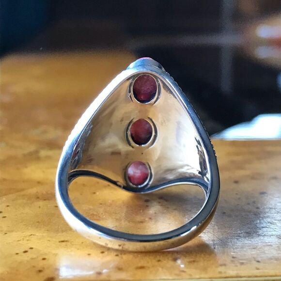 Norwegian Thulite Sterling Silver Ring Size 9 - Picture 4 of 8